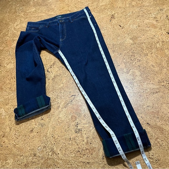 Lauren Ralph Lauren Premier Straight Ankle Plaid Cuff Jeans Sz 12 - Picture 14 of 16